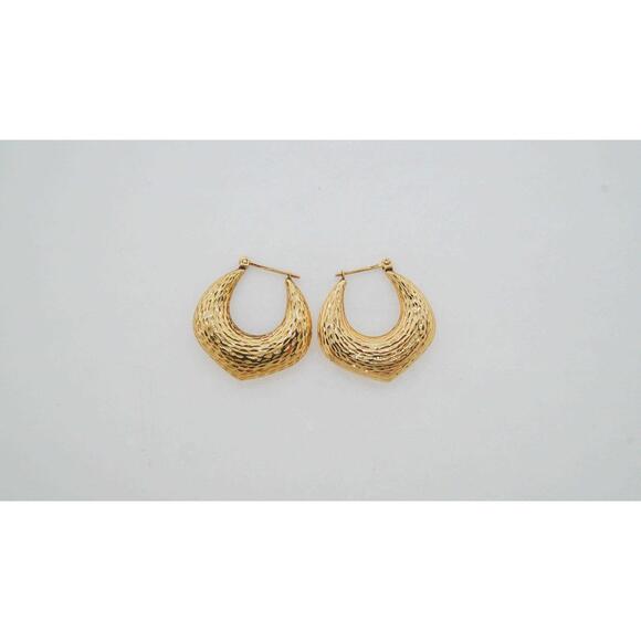 14k Yellow Gold Estate Hoop Earrings - Vintage Style Jewelry